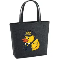 Hellweg Druckerei Huuraa Filzshopper Quietscheente Taxi-Fahrer Gummiente Chauffeur 22 Liter Charcoal Melange Filztasche Geschenkidee
