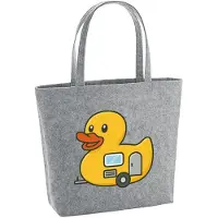 Hellweg Druckerei Huuraa Filzshopper Quietscheente Camper Gummiente Wohnwagen 22 Liter Grey Melange Filztasche Geschenkidee