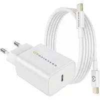 Avizar Mayaxess, 20W Netzteil für Galaxy S24 Fe + USB-C Kabel 1m, Weiß
