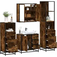vidaXL 4-tlg. Badmöbel-Set Räuchereiche Holzwerkstoff