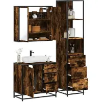 vidaXL 3-tlg. Badmöbel-Set Räuchereiche Holzwerkstoff