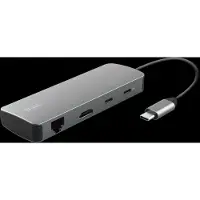 Trust 25672, USB Typ-C, HDMI, RJ-45, USB 3.2 Gen 1 (3.1 Gen 1) Type-A, USB 3.2 Gen 1 (3.1 Gen 1) Type-C, MicroSD (TransFlash), SD, Grau, 0,15 m, Windows 11