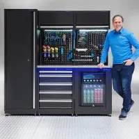 Datona Werkstatteinrichtung PREMIUM Edelstahlplatte mit Kühlschrank – 200 cm breit