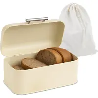 Relaxdays Brotkasten mit Deckel und Brotbeutel