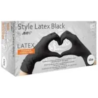 Ampri Style Latex Black Einmalhandschuhe, puderfrei, schwarz 14-028-L , 1 Karton = 10 Packungen à 100 Stück, Größe L