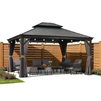 PURPLE LEAF Hardtop Pavillon 3x3.65m wasserdicht winterfest und stabil für den Garten,Hellgrau