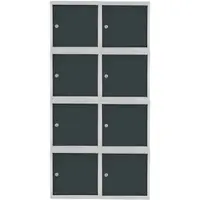 Proregal Mega Deal | 8x Schließfachwürfel Blocky mit Zylinderschloss + 2 Schlüssel | HxBxT 40x40x40cm | Lichtgrau/Anthrazitgrau