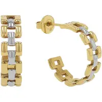 JOOP! Paar Creolen JOOP "Schmuck, Geschenk", gelbgoldfarben, edelstahlfarben, Ohrringe, Damen, 20mm, Edelstahl, Paar Creolen