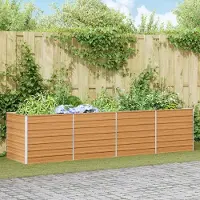 vidaXL "Schlussverkauf" Hochbeet im Garten - 1 pc - Blumenbeet/Gartenbeet - Hellbraun 320x80x77 cm Verzinkter Stahl C13485