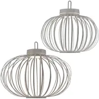 JUST LIGHT 2er Set LED Akku Pendel-/Tischlampe, Touchdimmer, D 36/46 cm