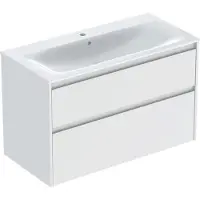 Geberit Renova Plan Set Möbelwaschtisch schmaler Rand, mit Unterschrank, 2 Schubladen, 100x62,1x48cm, 504.041.00.1