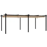 Syfax Gartenpavillon mit Ausziehbarem Dach Taupe 3x6 m Aluminium