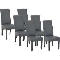 Vente-unique 6er Set ROVIGO Stühle - Graues mattes Ökoleder - Schwarze Holzbeine