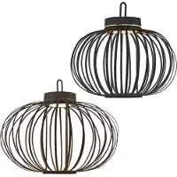 JUST LIGHT 2er Set LED Akku Pendel-/Tischlampe, Touchdimmer, D 36/46 cm