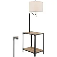 Costway Nachttischlampe 360° drehbar, Stehlampe mit Beistelltisch und USB, Nachttisch mit E27 Lampe, Standleuchte für Wohnzimmer, Schlafzimmer