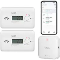 SAVS Linksmart Intelligentes Bundle - 2 C10-W Kohlenmonoxidmelder und G10 Gateway - Funktioniert über App - WiFi - Drahtlos RF koppelbar - CO-Melder