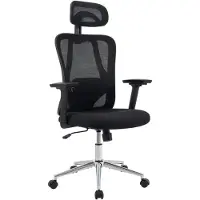 CLP Bürostuhl ergonomisch Bryden Schreibtischstuhl höhenverstellbar mit Kopfstütze schwarz