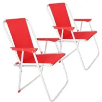Wellhome Well Home - 2er-Set Klappstühle aus Metall, rot, 44 x 44 x 74 cm