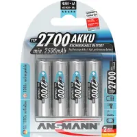 Ansmann Blister 4 X Accu, AA, 2700mAh, AA / HR6, Nickel-Metallhydrid (NiMH), 1,2 V, 2700 mAh, Blau, 125 mm