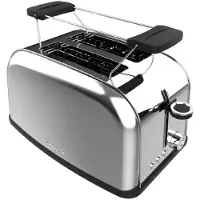 Cecotec Vertikaler Toaster Toastin' Time 850 Inox Essential. 850 W, doppelte lange und breite Schlitze (3,8 cm), obere Röstaufsätze
