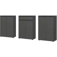 KADIMA DESIGN Büroschrank Set 3-teilig | Aktenschrankwand mit Schublade & Soft-Close | Büromöbel Komplettset 243x120x40 cm Graphit | Made in Germany
