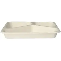 Papstar 125 Siegelschalen, Zuckerrohr 3-geteilt 1150 ml - 4,5 x 17,5 x 22,5 cm