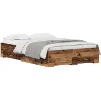 Syfax Bettrahmen mit Schubladen Altholz 120 x 190 cm Holzwerkstoff