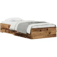 Syfax Bettrahmen mit Schubladen Altholz 90 x 200 cm Holzwerkstoff