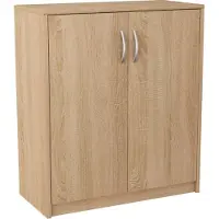 Meble Bestseller Kommode 2-türig | H/B/T 85 x 74 x 35 cm | Ein Innenregal aus Holzwerkstoff| Griffe in satinierter Metall-Optik (Sonoma Eiche)