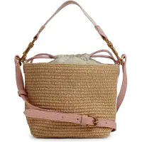 Ted Baker Handtasche Umhängetasche Raffyna Webbing Detail Raffia Small Bucket Bag Pink lachsfarben