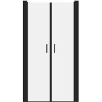 Vente-unique Flügeltüren für Duschen – 90 x 195 cm – Mattschwarz – Gehärtetes Glas – SARASOTA