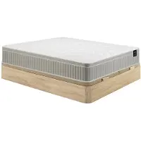Vente-unique Set 180 x 200 cm Boxspringbett mit Stauraum in hellem Naturton + Schaum- und Gelmatratze mit Memory-Effekt 7 Zonen, Höhe 22 cm - SOMIRA von YSMÉE