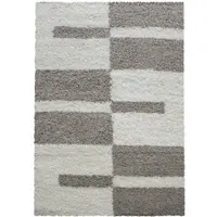 KADIMA DESIGN Teppich Waschbar Shaggy Kariert Kuschelig Strapazierfähig Schlafzimmer Esszimmer Beige 80x150 cm OEKO-TEX – WATZMANN von