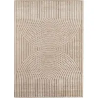 KADIMA DESIGN Outdoor Teppich Skandinavischer 3D-Design Wetterfest Waschbar Strapazierfähig | Beige 80x150 cm Balkon Terrasse | ENGADIN –