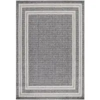 KADIMA DESIGN Outdoor Teppich Bordüre Wetterfest Waschbar Strapazierfähig | Grau 140x200 cm Balkon Terrasse Fußbodenheizung geeignet | LIRIA –