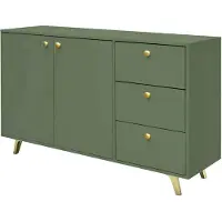 Masseno Kommode GALIO 100 cm Sideboard mit Schubladen und 4 Türen für Wohnzimmer Schlafzimmer Modern 100x41x112 cm Grün