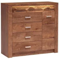 Masseno Kommode ZERI 108,5 cm Sideboard mit 4 Schubladen und 1 Türen für Wohnzimmer Schlafzimmer Modern 108,5x42x103,5 cm Braun