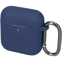 Kwmobile Schutzhülle für Marshall Minor IV / Minor 4 Hülle - TPU Silikon Case für Kopfhörer Ladecase - stoßfestes Cover mit Karabiner - Dunkelblau