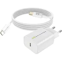 Avizar Mayaxess, 20W Netzteil für Galaxy S20 + USB-C Kabel 1m, Weiß