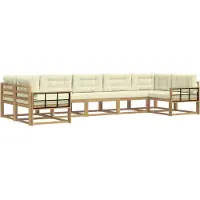 vidaXL Outdoor-Sofagarnitur 7 stk. Weiß und Creme
