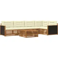 vidaXL Outdoor-Sofagarnitur 6 Stk. Natur und Creme Polyester