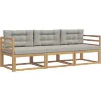 vidaXL Outdoor-Sofagarnitur 3 stk. Weiß und Hellgrau Polyester