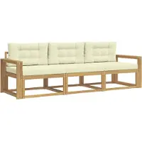 vidaXL Outdoor-Sofagarnitur mit Kissen 3 pcs Weiß und Creme Polyester