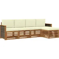 vidaXL Outdoor-Sofagarnitur 5 stk. Natur und Creme
