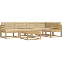 vidaXL Outdoor-Sofagarnitur 6 pcs Weiß und Beige 79 x 79 x 37 cm