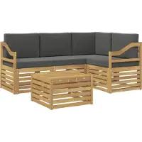 vidaXL Outdoor-Sofagarnitur 5 Stk. Weiß und Anthrazit Polyester
