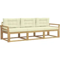 vidaXL Outdoor-Sofagarnitur 3 stk. Weiß und Creme Polyester