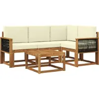 vidaXL Outdoor-Sofagarnitur 5 stk. Natur und Creme Polyester