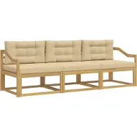vidaXL Outdoor-Sofagarnitur 3 stk. Weiß und Beige Polyester
