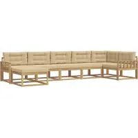 vidaXL Outdoor-Sofagarnitur mit Kissen 7 pcs Weiß und Beige